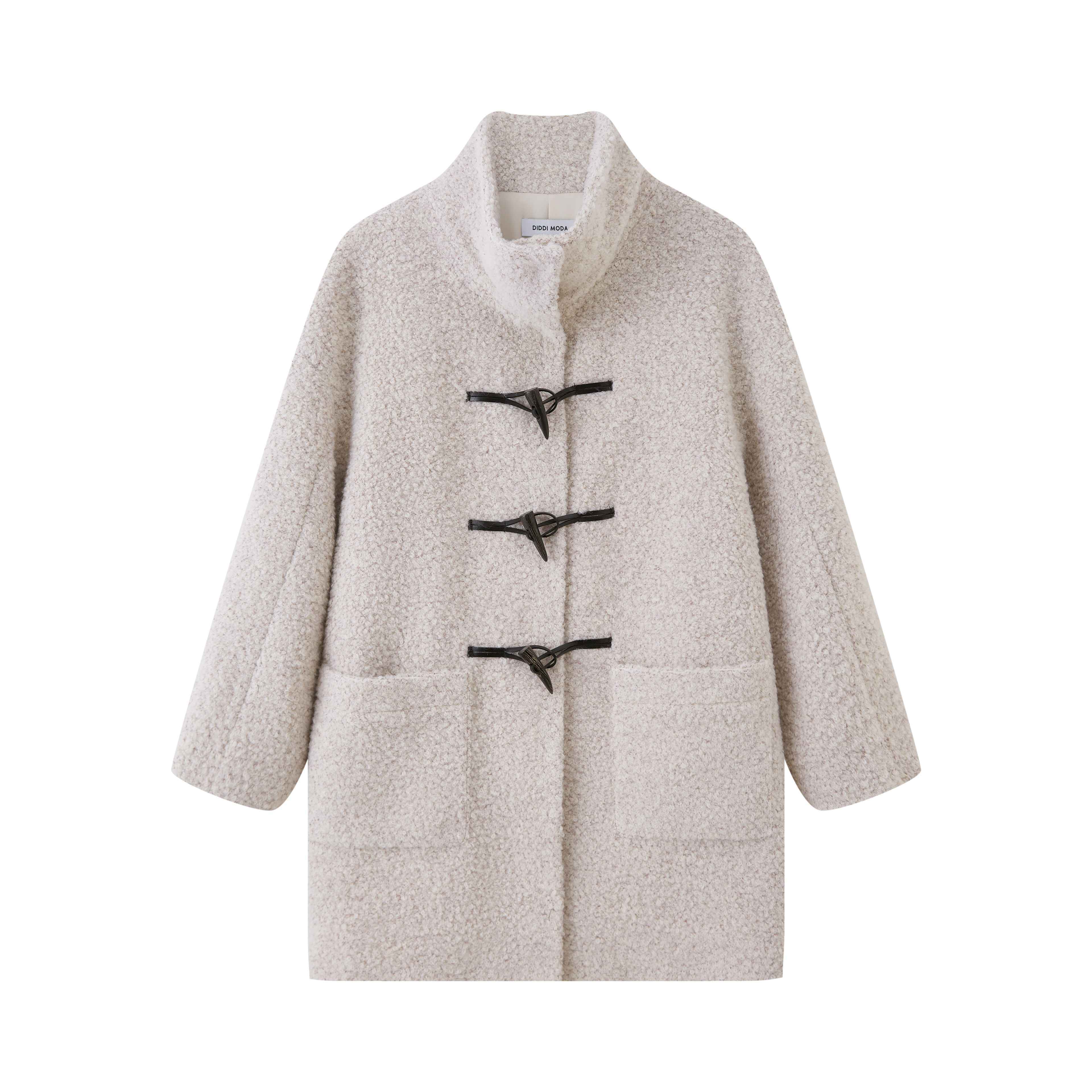DIDDI_MODA_Toggle_Stand_Collar_Boucle_Mid_Length_Women&
