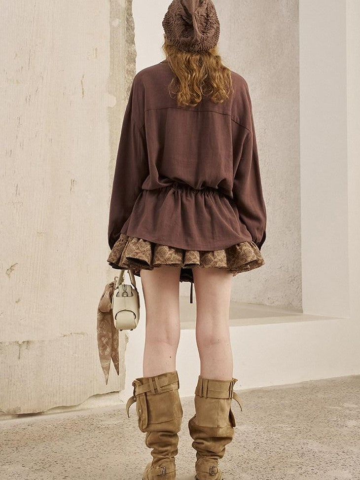 DIDDI MODA Velvet Bead Embroidered Colorblock Stripe Asymmetric Women&