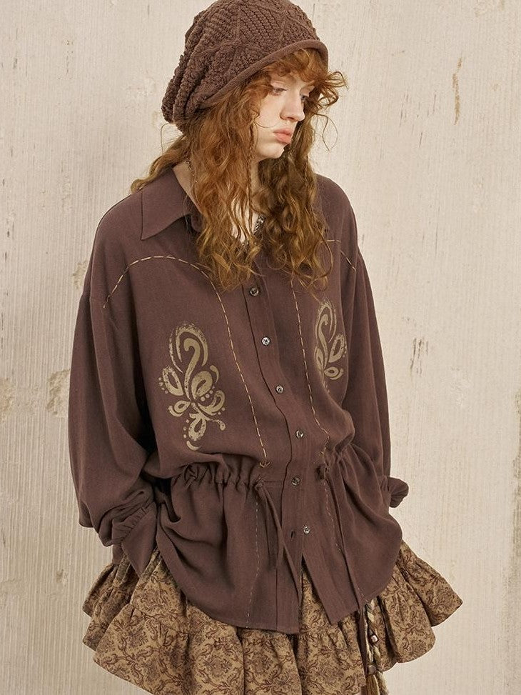 DIDDI MODA Velvet Bead Embroidered Colorblock Stripe Asymmetric Women&