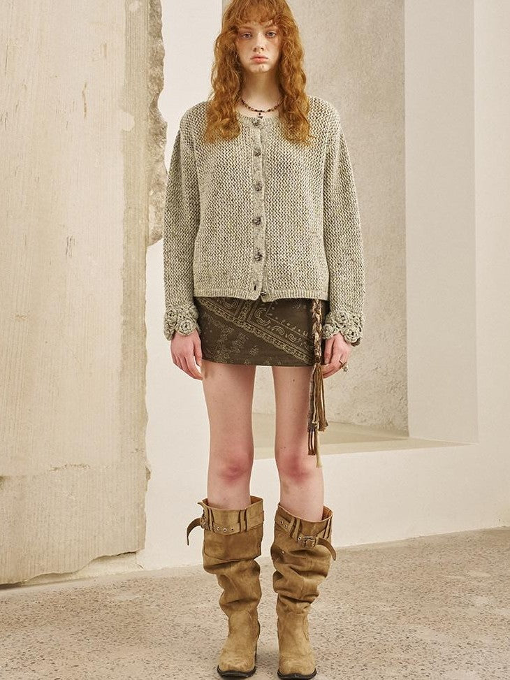 DIDDI MODA Vintage Crochet Openwork Layered Women&