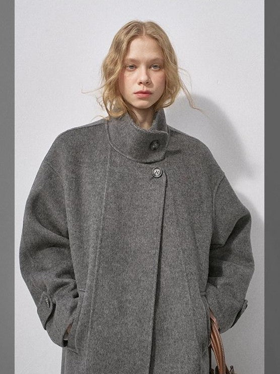 DIDDI MODA Vintage Detachable Fur Collar Hooded Double Faced Mid Length Women&