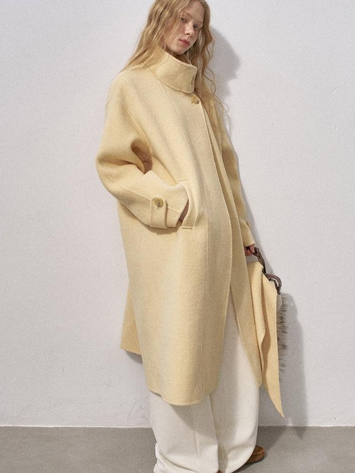 DIDDI MODA Vintage Detachable Fur Collar Hooded Double Faced Mid Length Women&