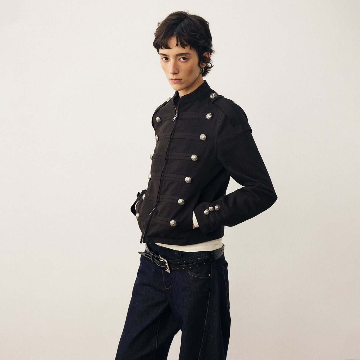 DIDDI_MODA_Vintage_Matte_Twill_Stand_Collar_Napoleon_Women&