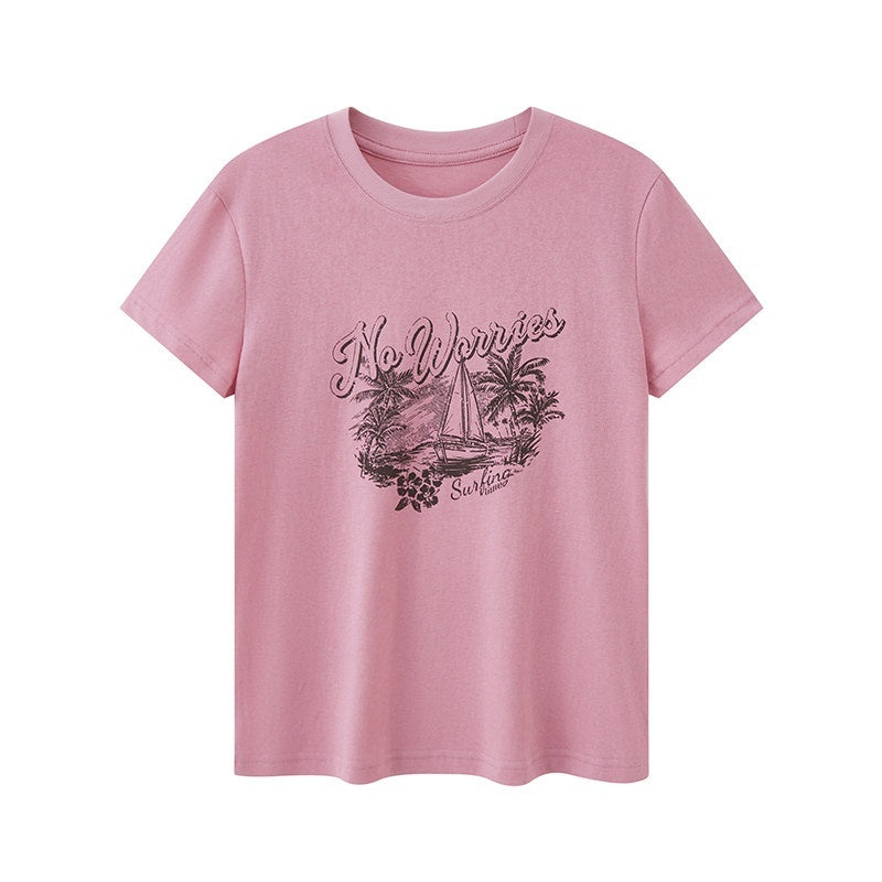 DIDDI_MODA_Vintage_Palm_Distressed_Printed_Crew_Neck_Women&