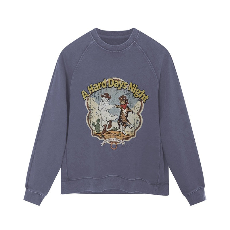 DIDDI_MODA_Washed_Dancing_Cat_Print_Raglan_Oversized_Women&