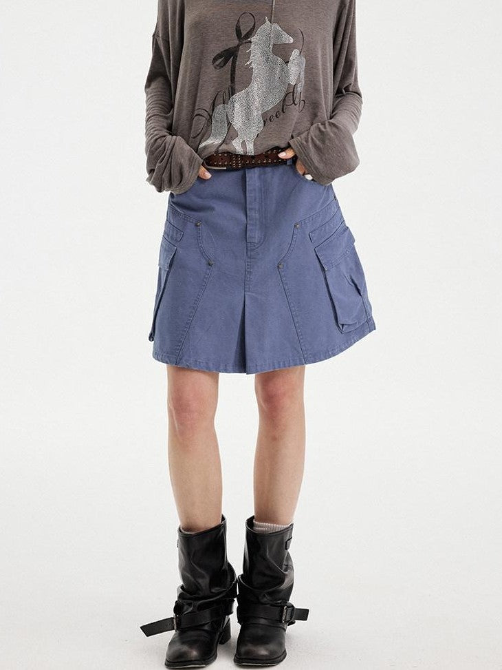 DIDDI MODA Washed Taupe Large Pocket Utility Short Women&