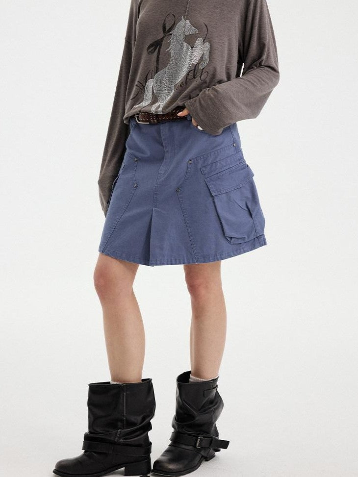 DIDDI MODA Washed Taupe Large Pocket Utility Short Women&