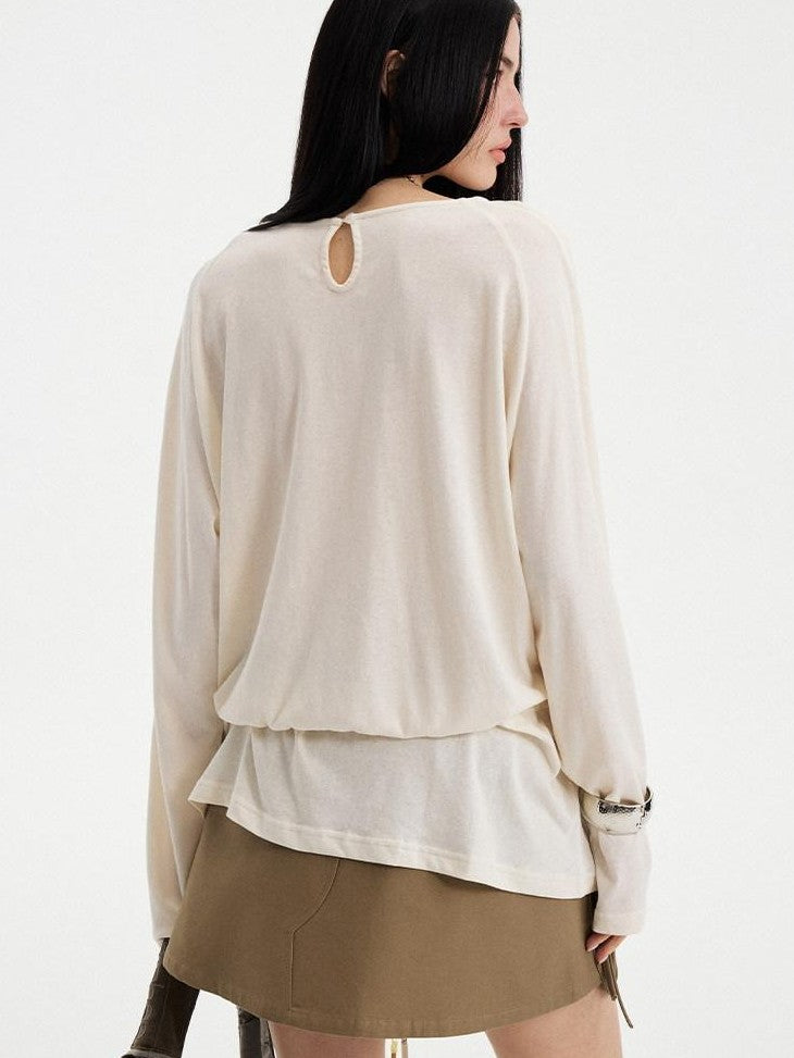 DIDDI MODA White Floral Pony Drawstring Round Neck Women&
