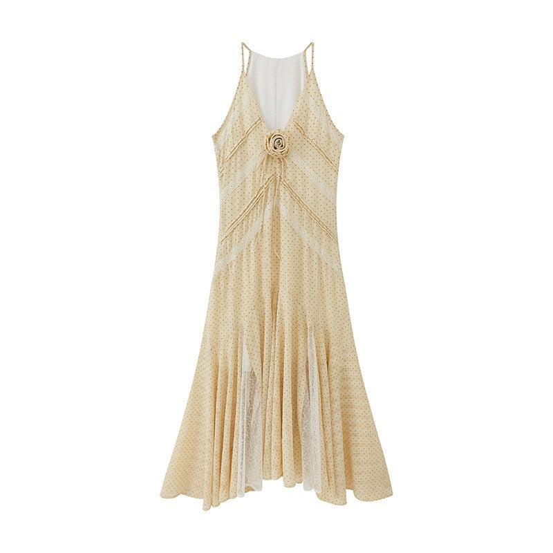 DIDDI_MODA_White_Polka_Dot_V-neck_Spaghetti_Strap_Lace_Splice_Women&