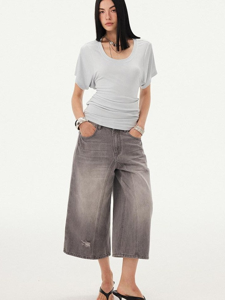 DIDDI MODA White Ruched Waist Slim Fit Women&