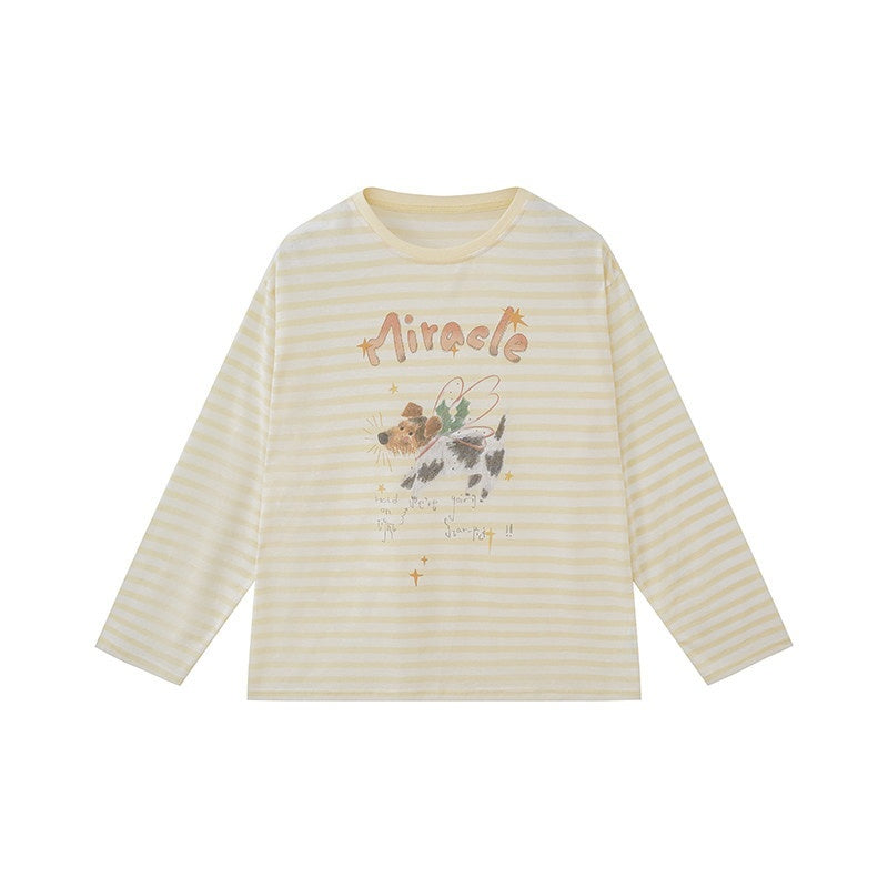 DIDDI_MODA_Yellow_Striped_Round_Neck_Women&
