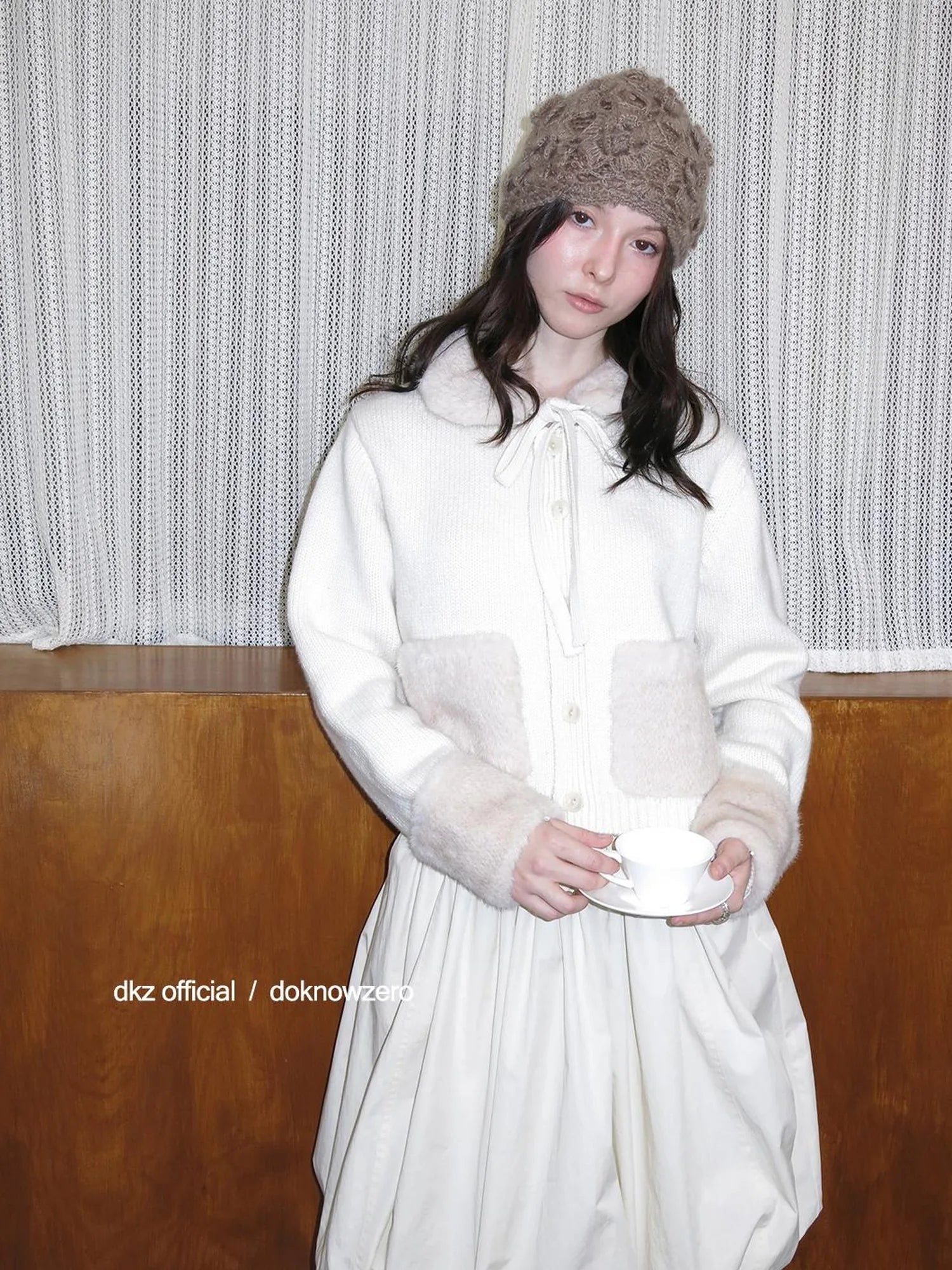 DKZ OFFICIAL A Line Apricot Waist Flaring Midi Skirt