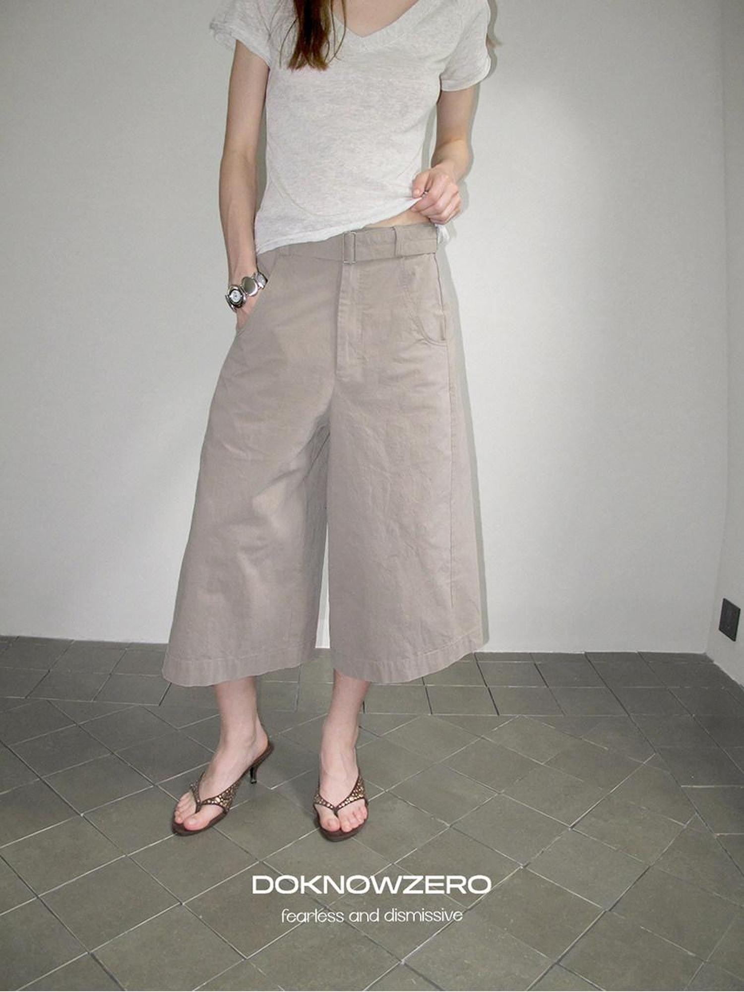 DKZ OFFICIAL Apricot Belted Button Natural Waist Women&