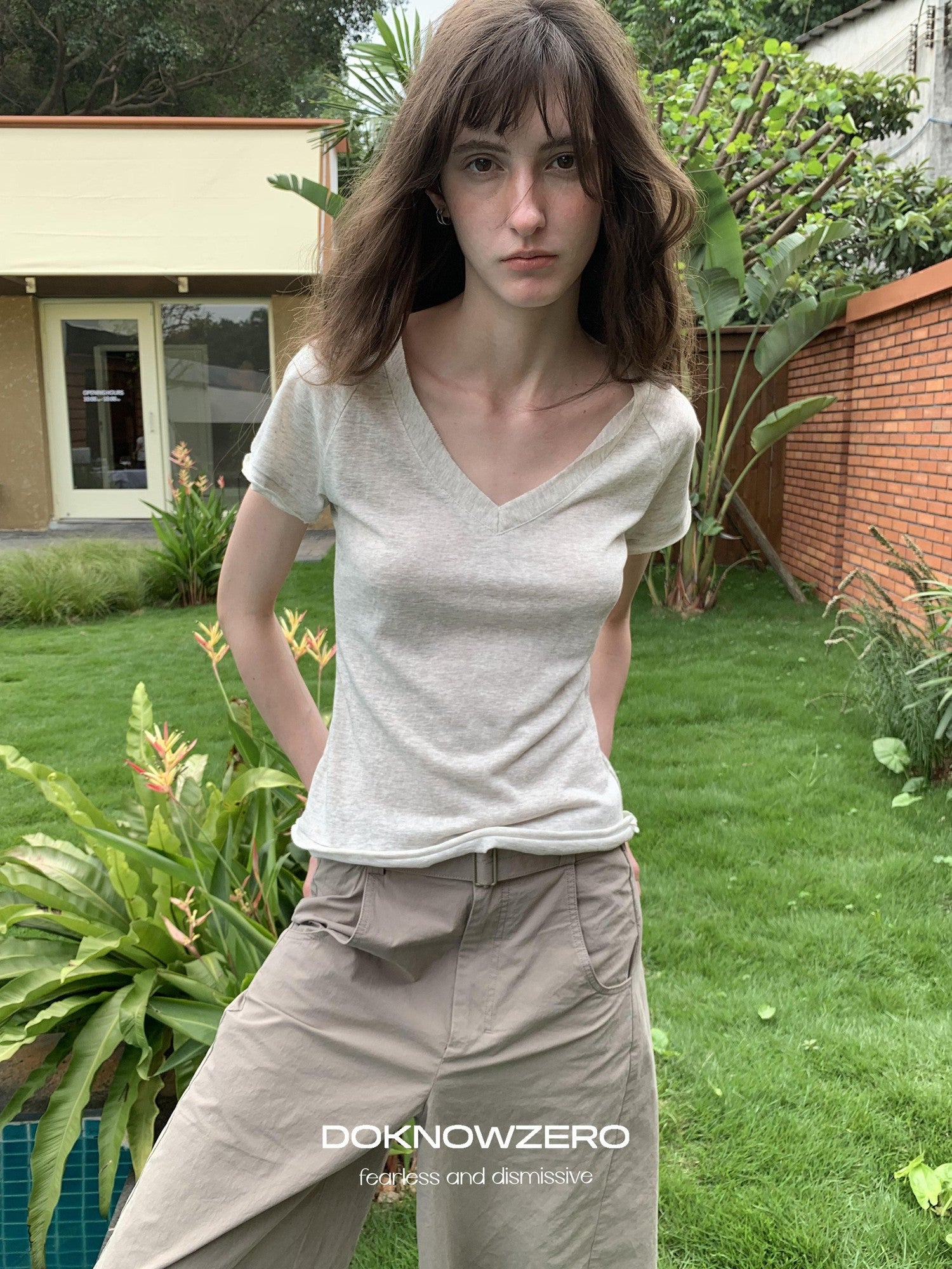 DKZ OFFICIAL Apricot Belted Button Natural Waist Women&