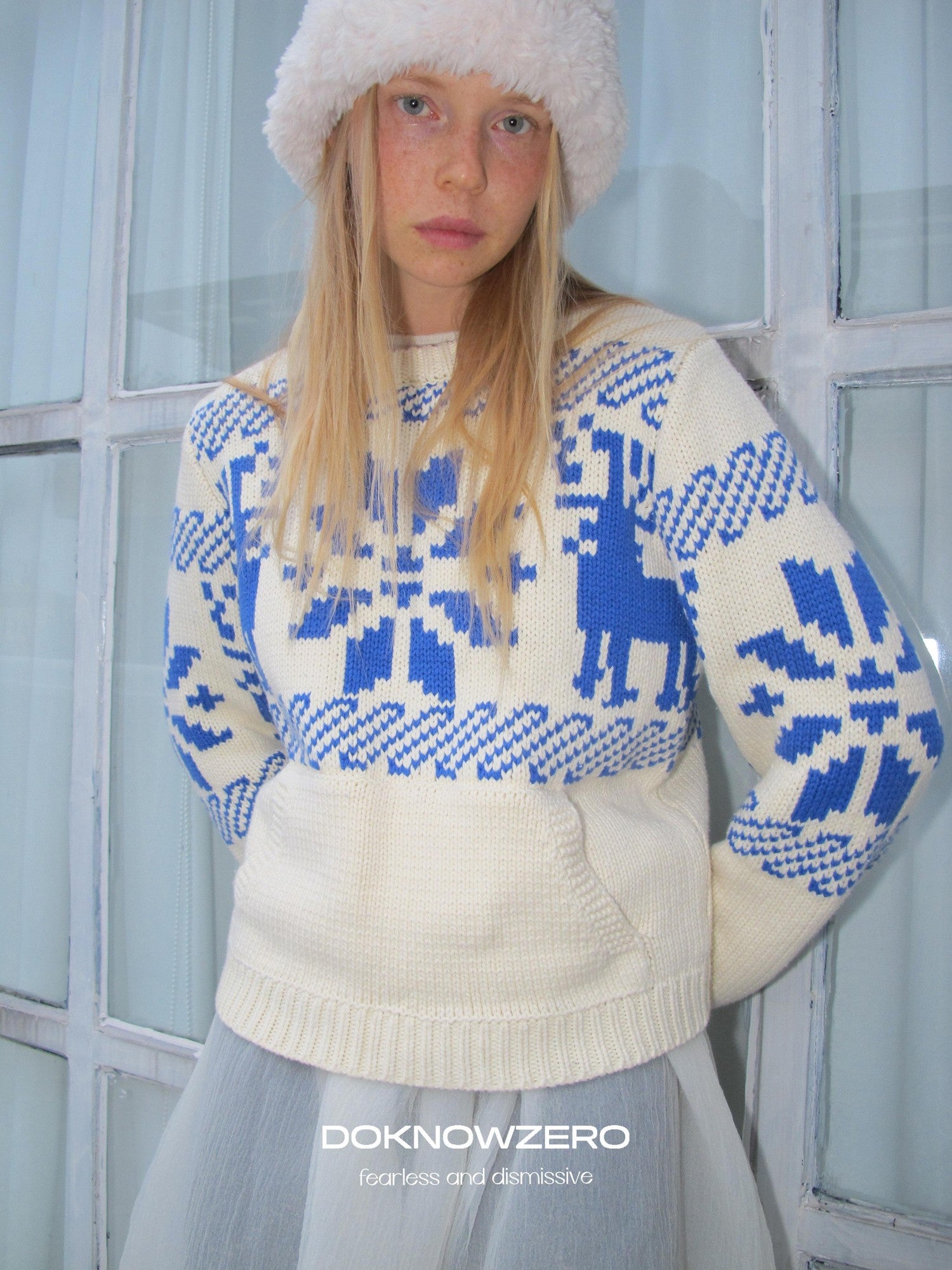 DKZ OFFICIAL Apricot Fair Isle Jacquard Women&