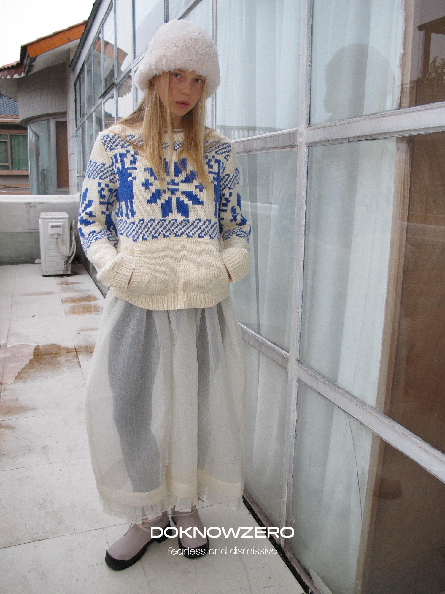 DKZ OFFICIAL Apricot Fair Isle Jacquard Women&