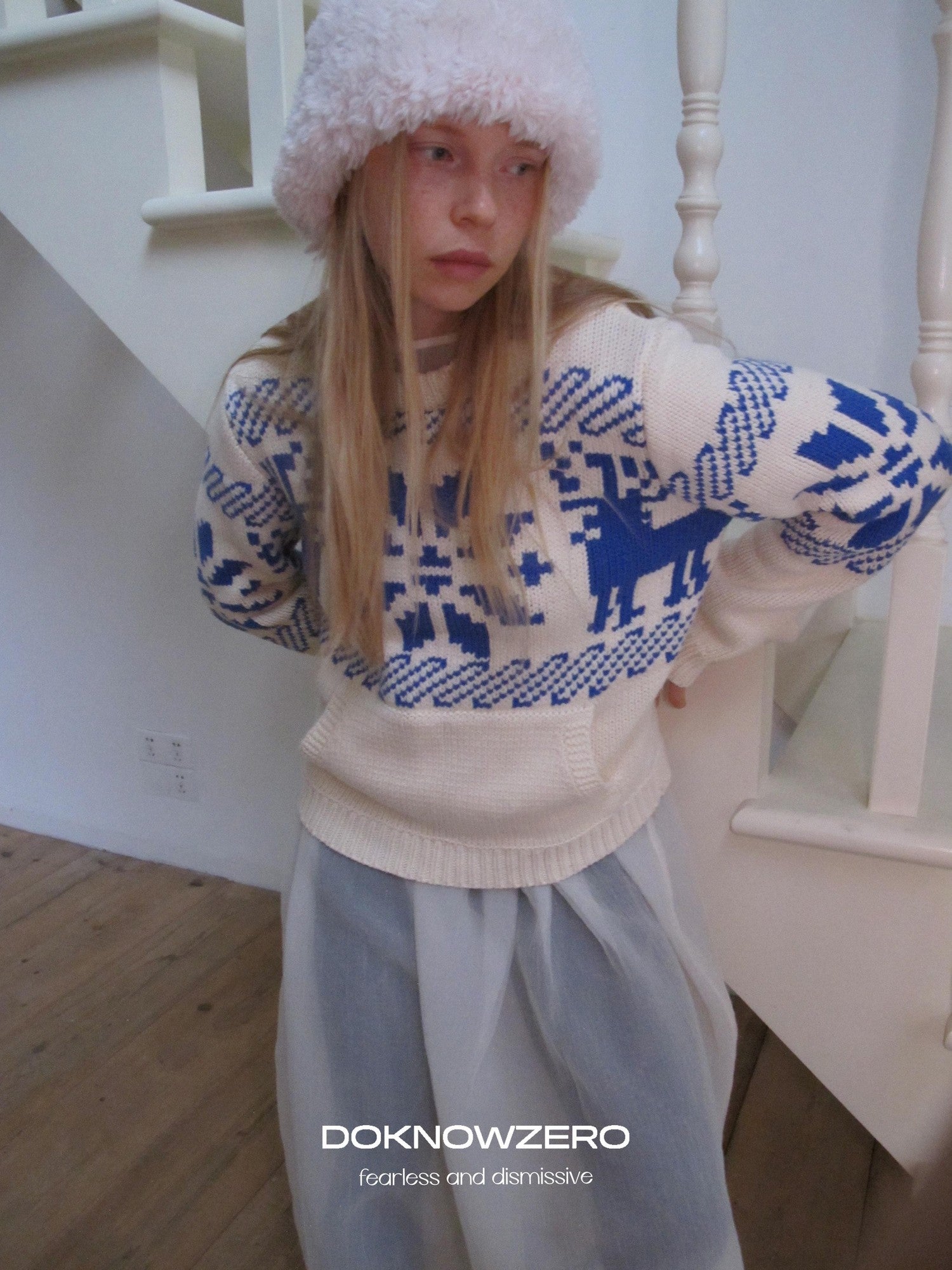 DKZ OFFICIAL Apricot Fair Isle Jacquard Women&
