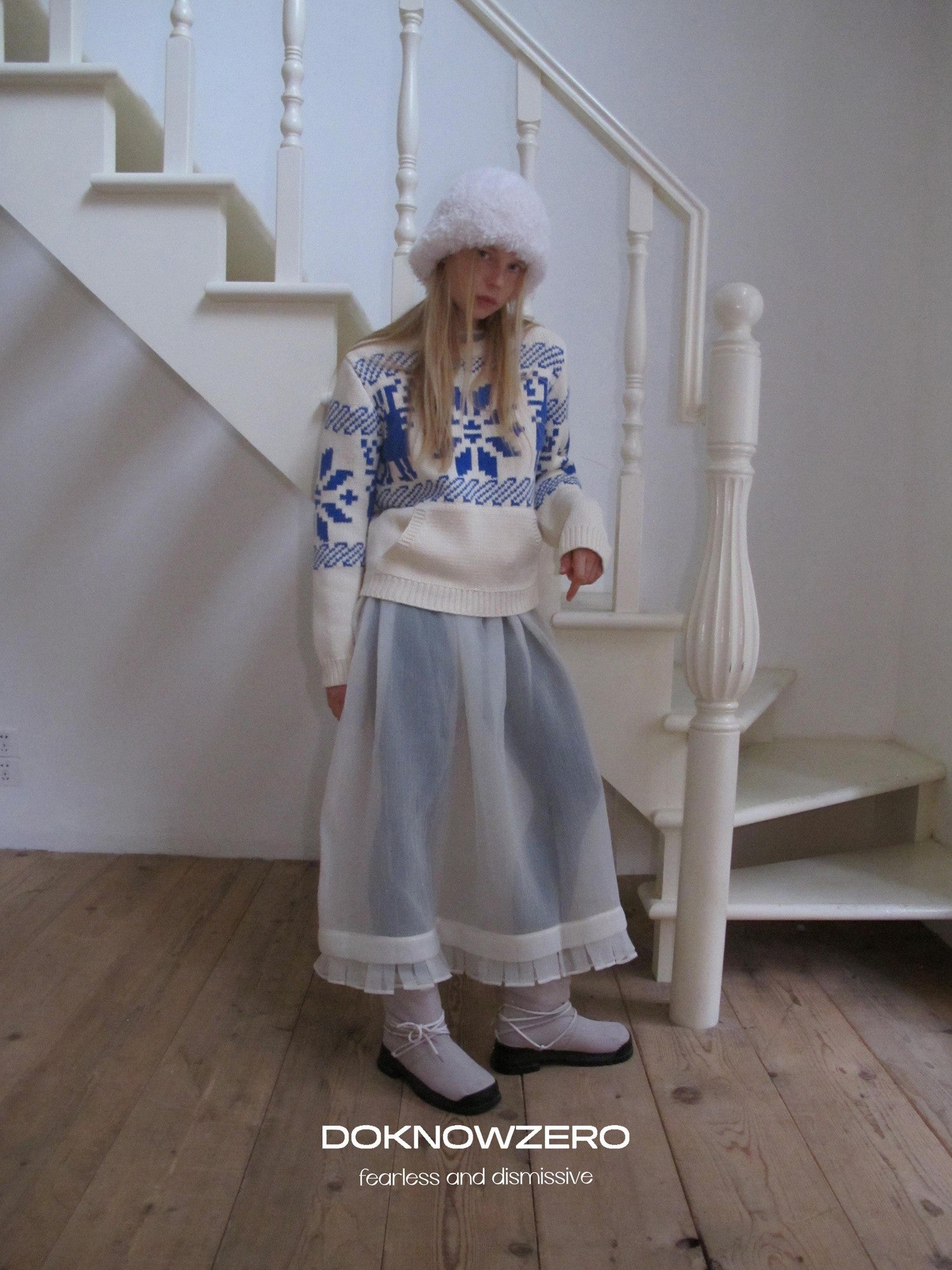 DKZ OFFICIAL Apricot Fair Isle Jacquard Women&