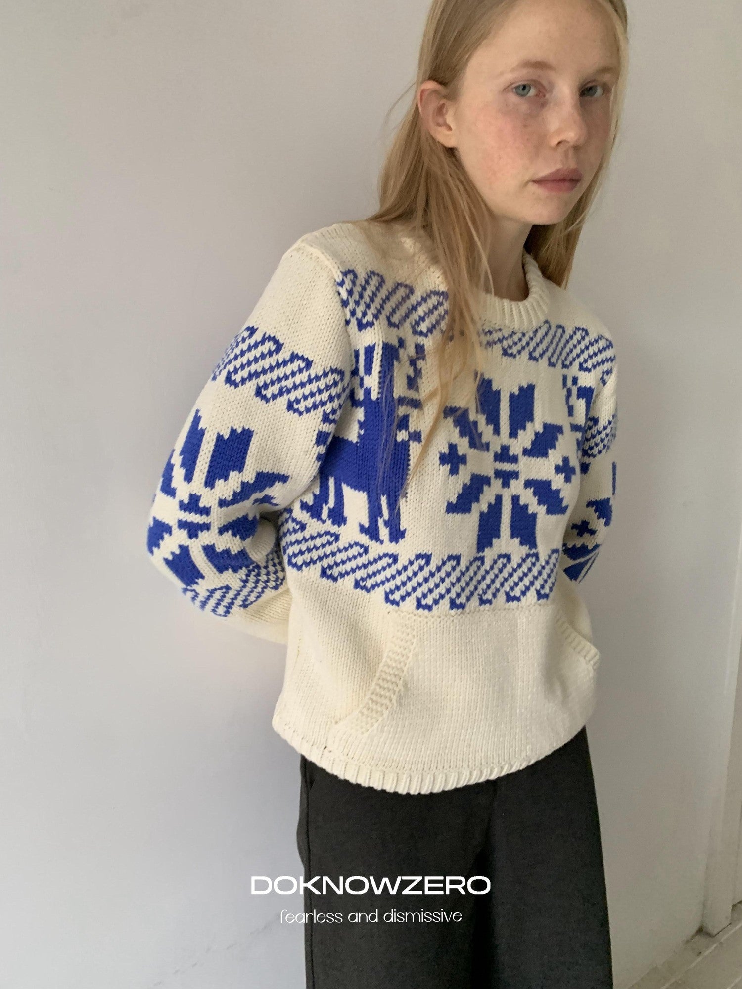 DKZ OFFICIAL Apricot Fair Isle Jacquard Women&