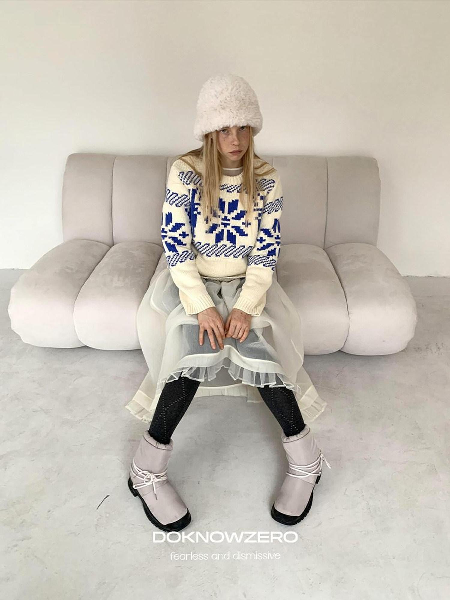 DKZ OFFICIAL Apricot Fair Isle Jacquard Women&