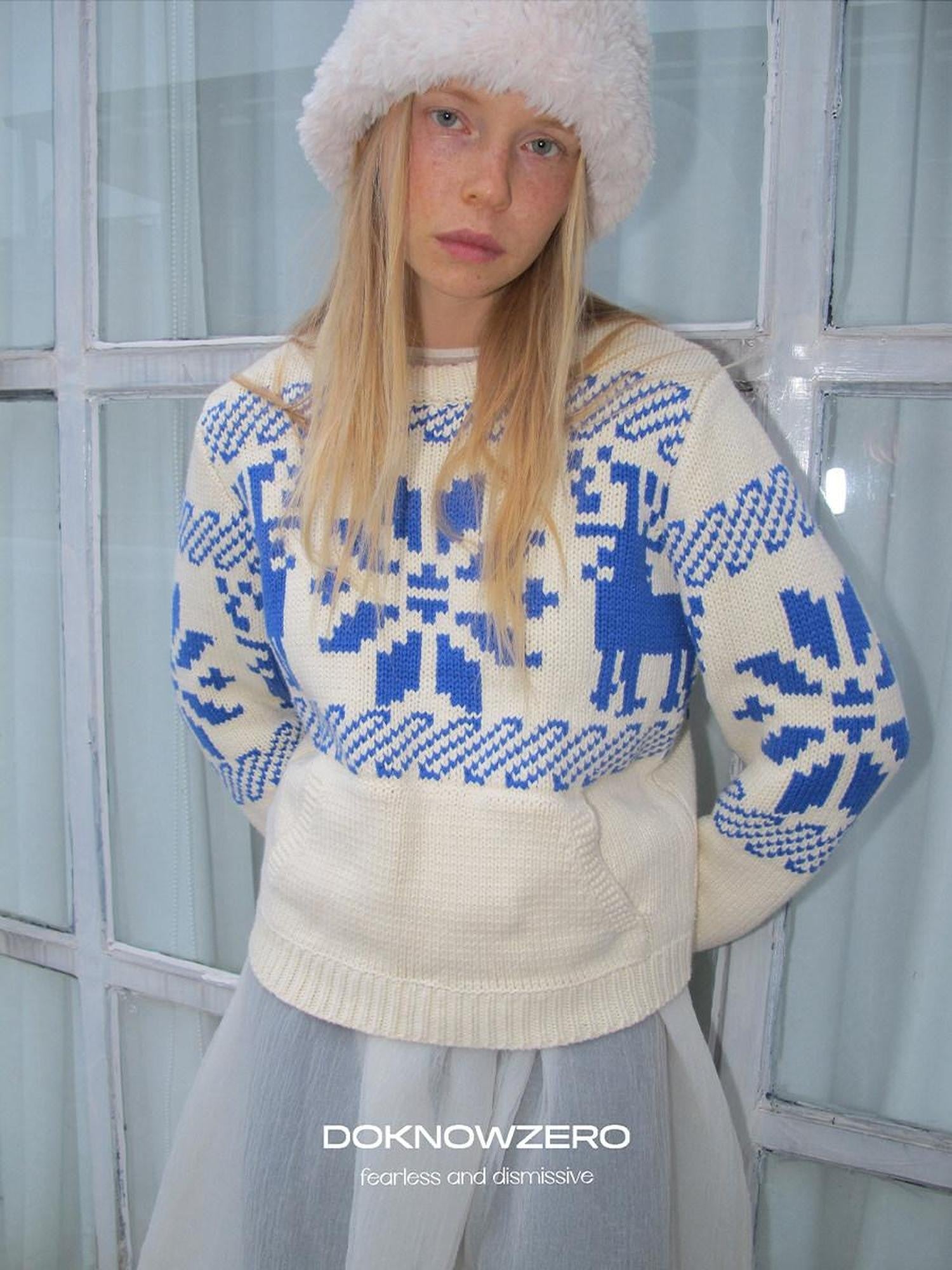 DKZ OFFICIAL Apricot Fair Isle Jacquard Women&
