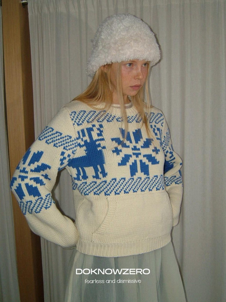 DKZ OFFICIAL Apricot Fair Isle Jacquard Women&