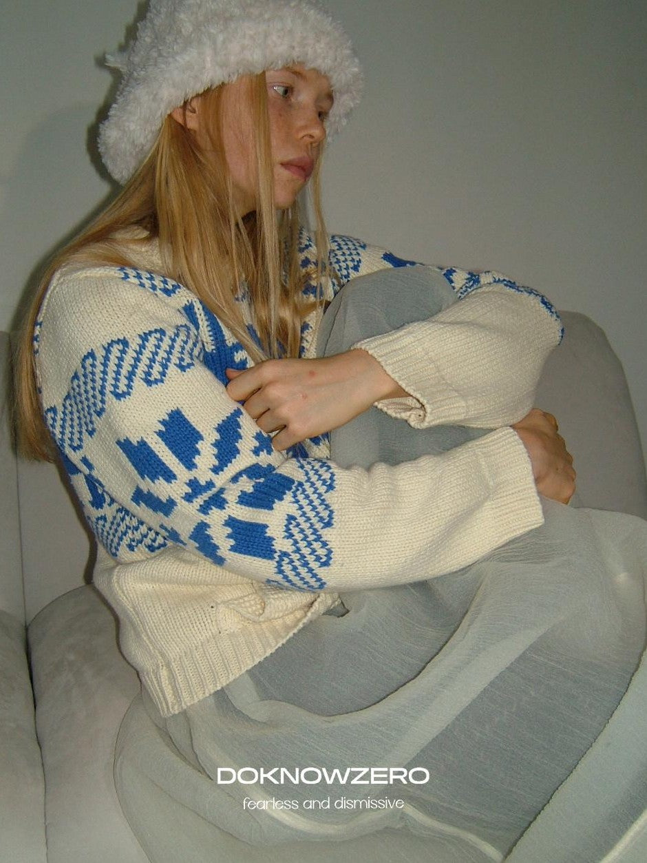 DKZ OFFICIAL Apricot Fair Isle Jacquard Women&