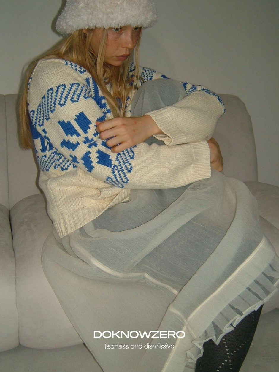 DKZ OFFICIAL Apricot Fair Isle Jacquard Women&