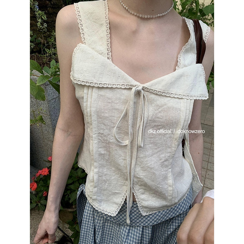 DKZ_OFFICIAL_Apricot_Lace_Trim_Turn_Down_Collar_Women&