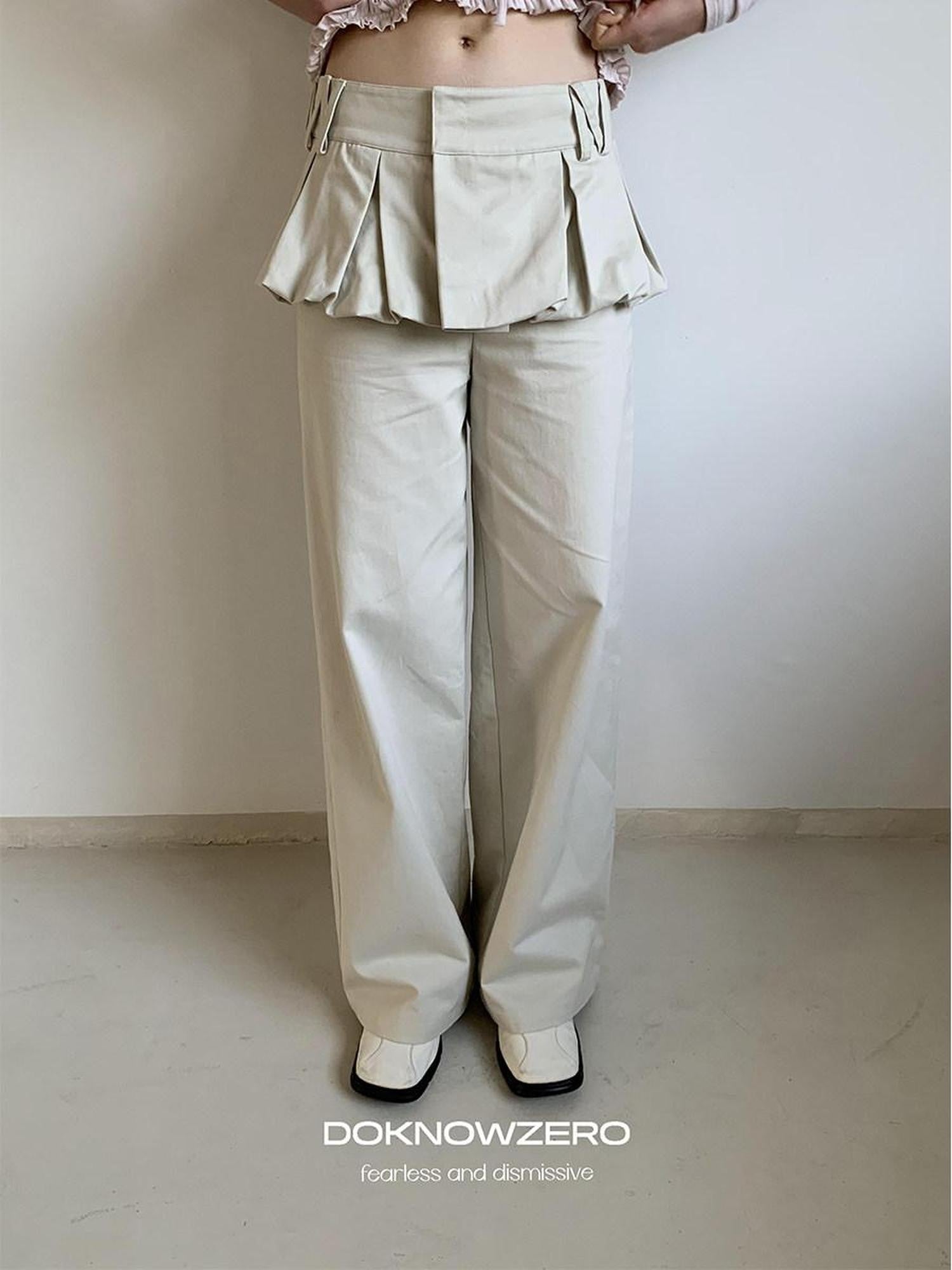 DKZ OFFICIAL Apricot Peony Patchwork Faux Layered Women&