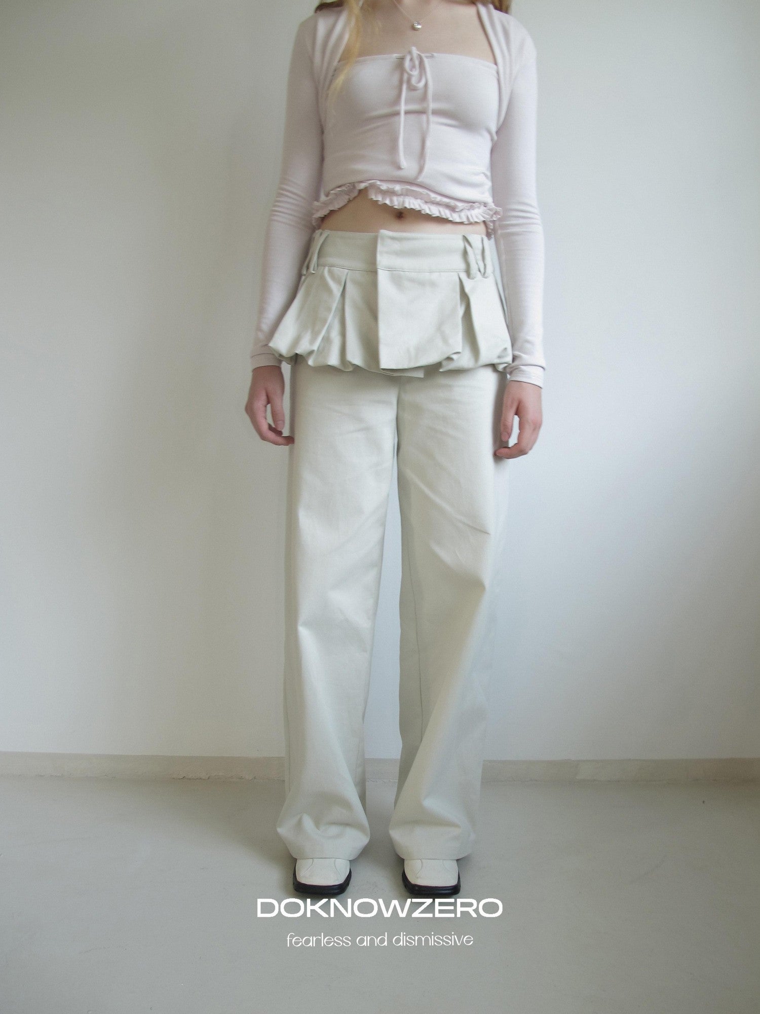 DKZ OFFICIAL Apricot Peony Patchwork Faux Layered Women&