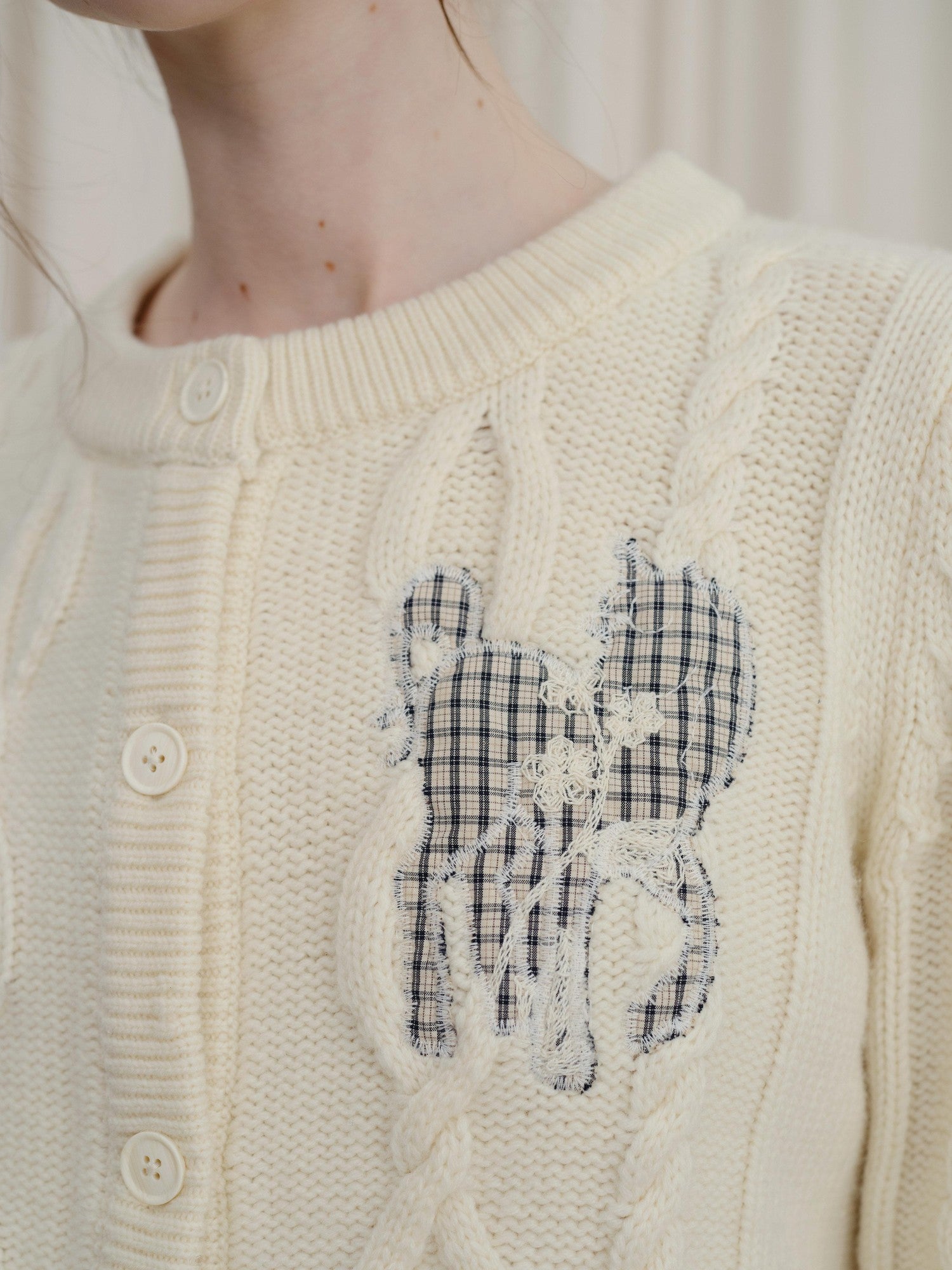 DKZ OFFICIAL Apricot Vintage Plaid Horse Embroidery Women&