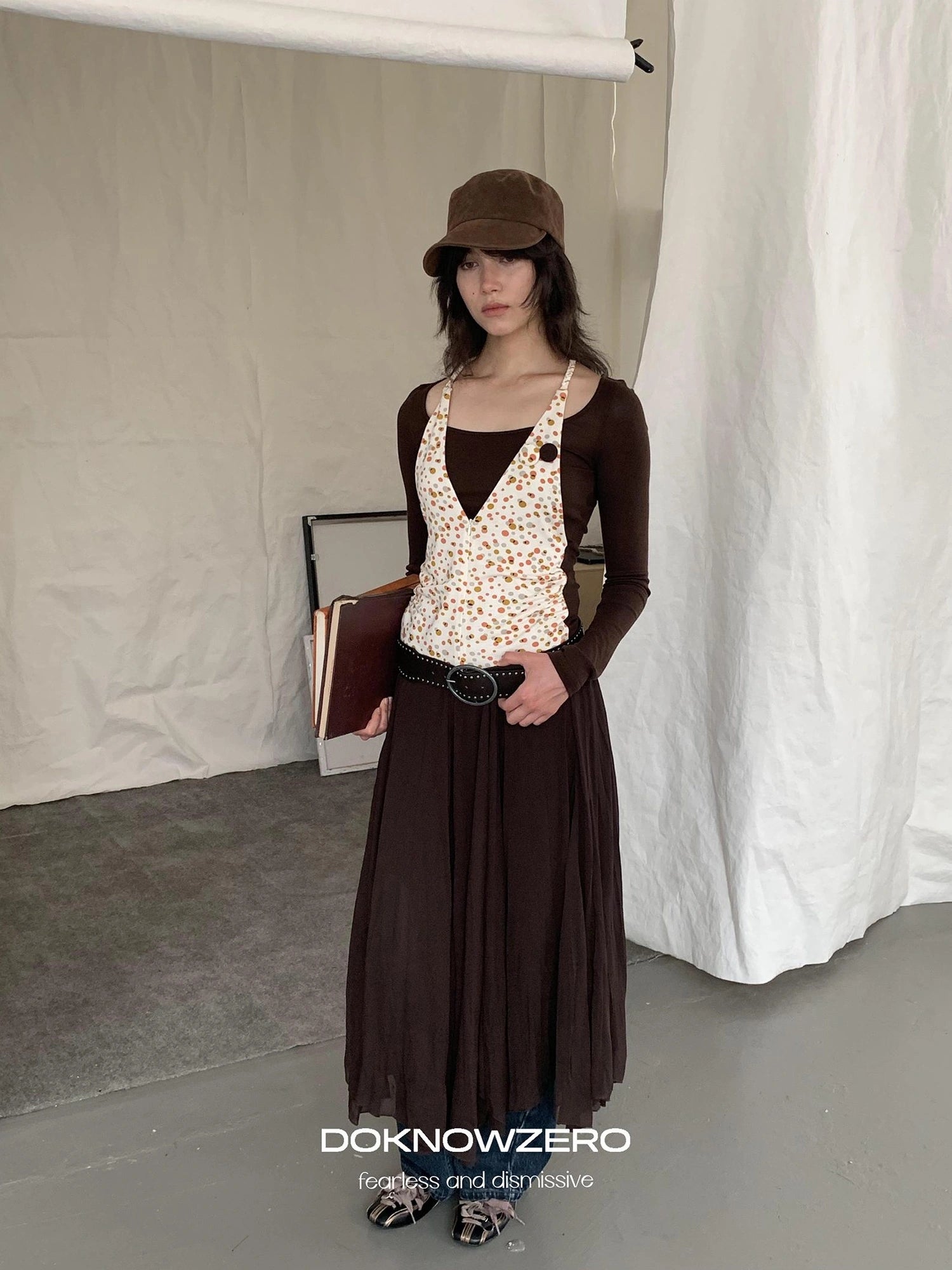 DKZ OFFICIAL Asymmetrical Chiffon Midi Skirt