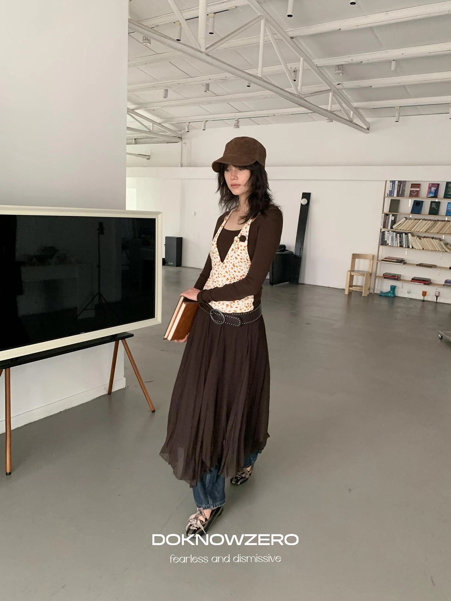 DKZ OFFICIAL Asymmetrical Chiffon Midi Skirt