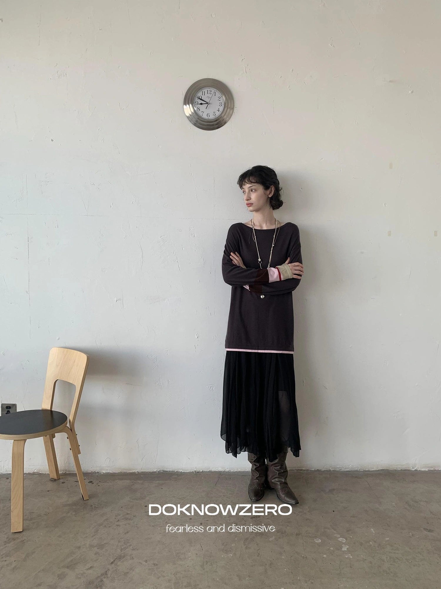 DKZ OFFICIAL Asymmetrical Chiffon Midi Skirt