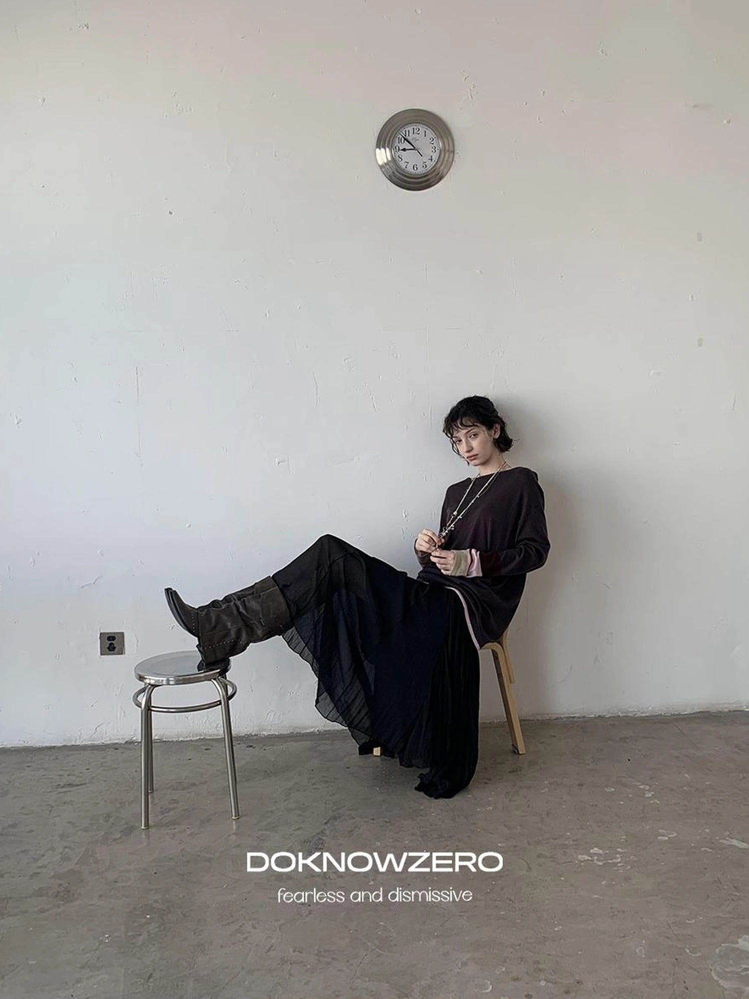 DKZ OFFICIAL Asymmetrical Chiffon Midi Skirt