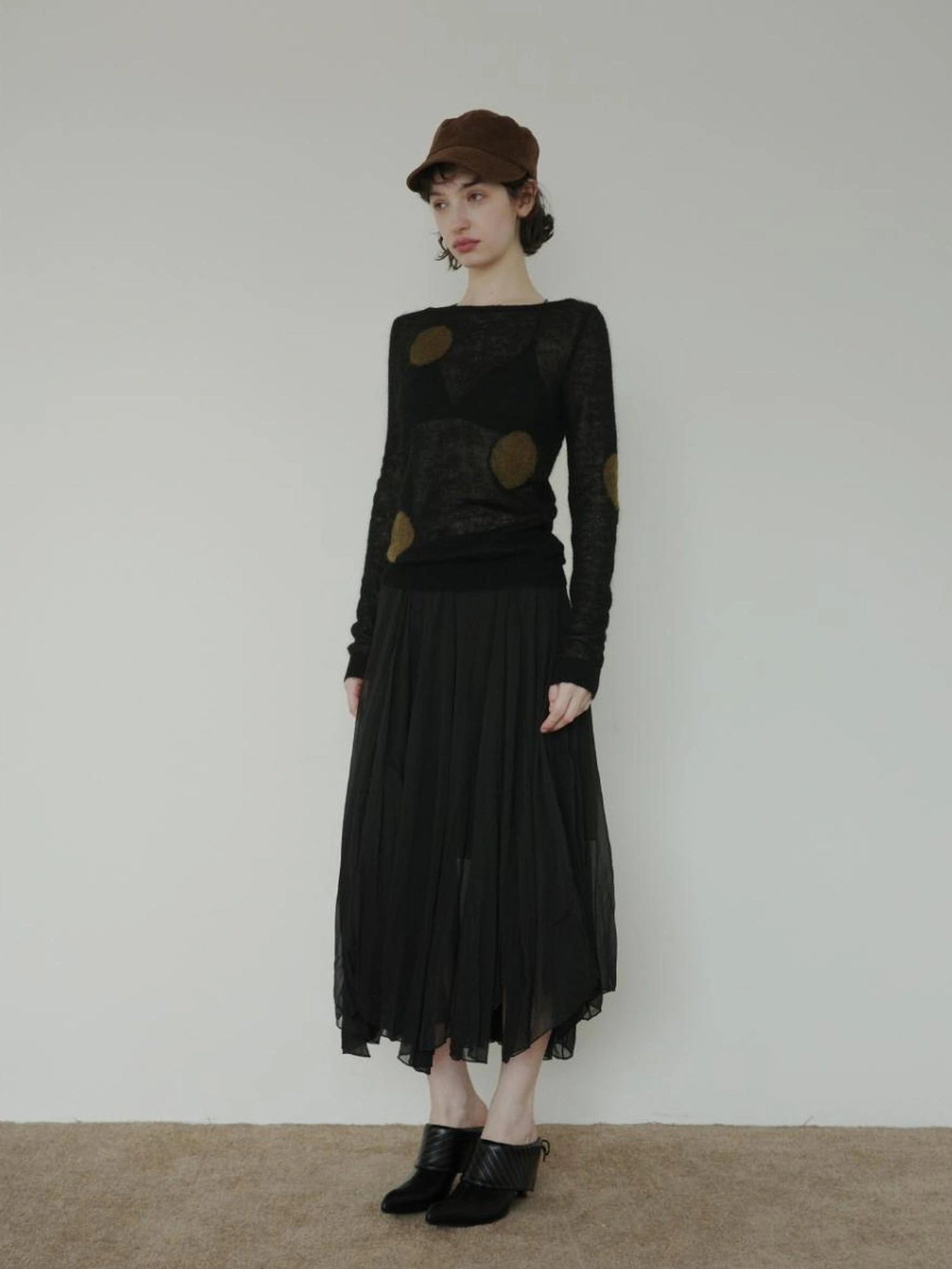 DKZ OFFICIAL Asymmetrical Chiffon Midi Skirt