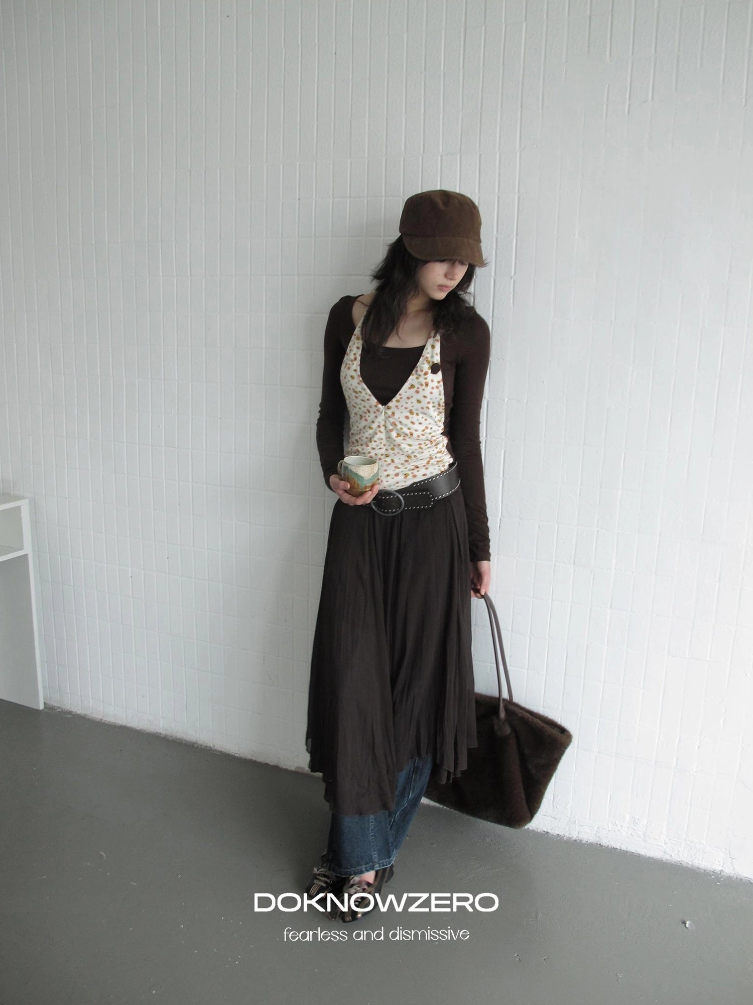 DKZ OFFICIAL Asymmetrical Chiffon Midi Skirt