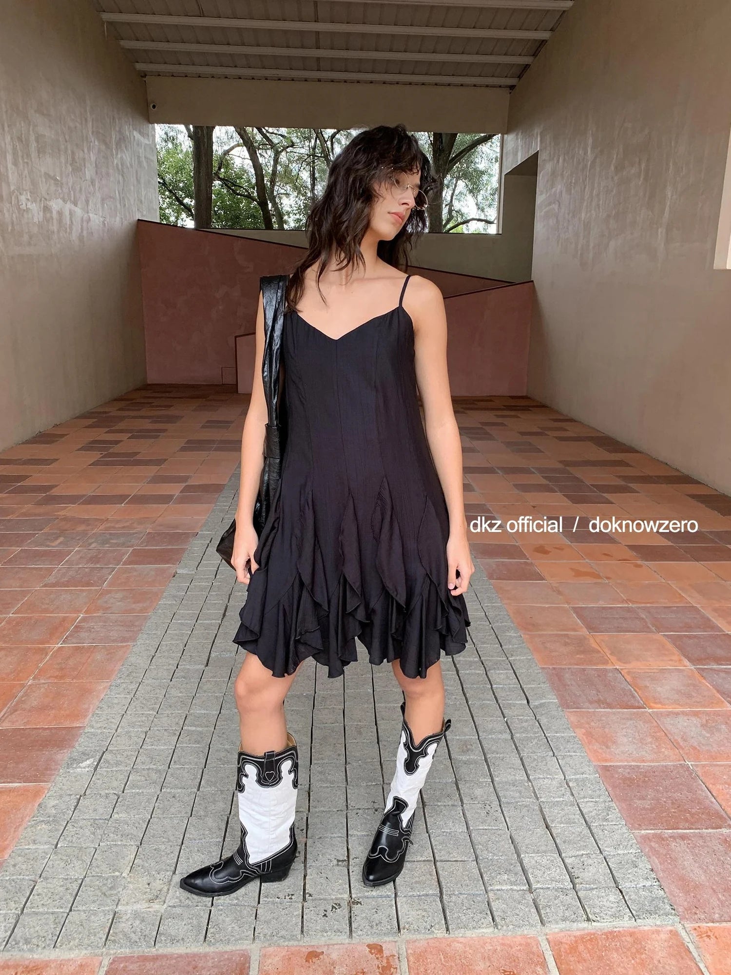 DKZ OFFICIAL Asymmetrical Hem Sleeveless Midi Dress