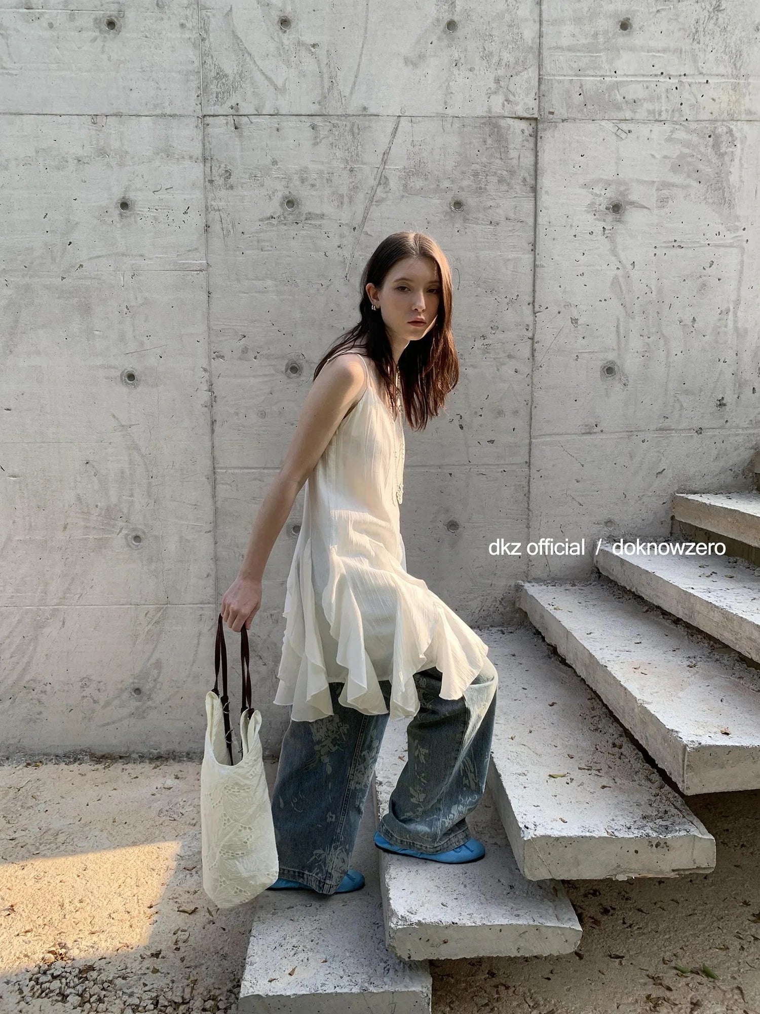 DKZ OFFICIAL Asymmetrical Hem Sleeveless Midi Dress