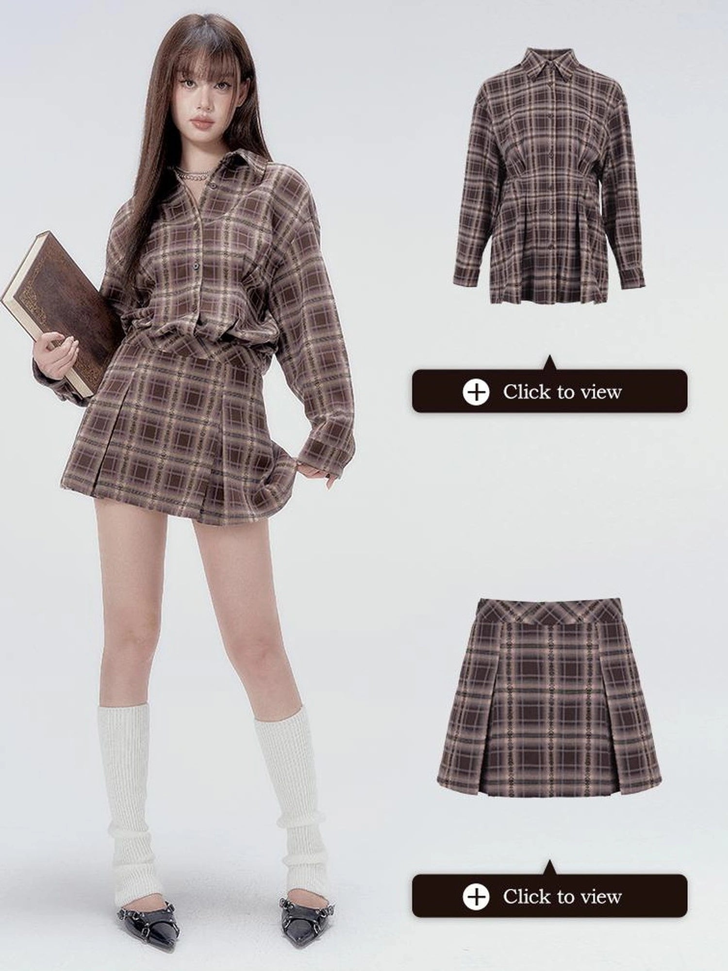 DKZ OFFICIAL Autumn High Waist Plaid A Line Skirt