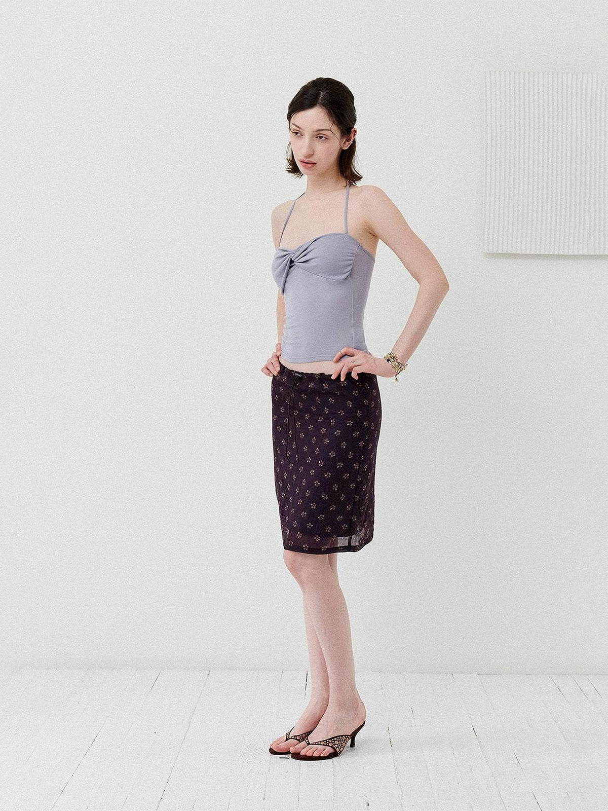 DKZ OFFICIAL Ballet Twist Knotted Halter Slim Fit Women&