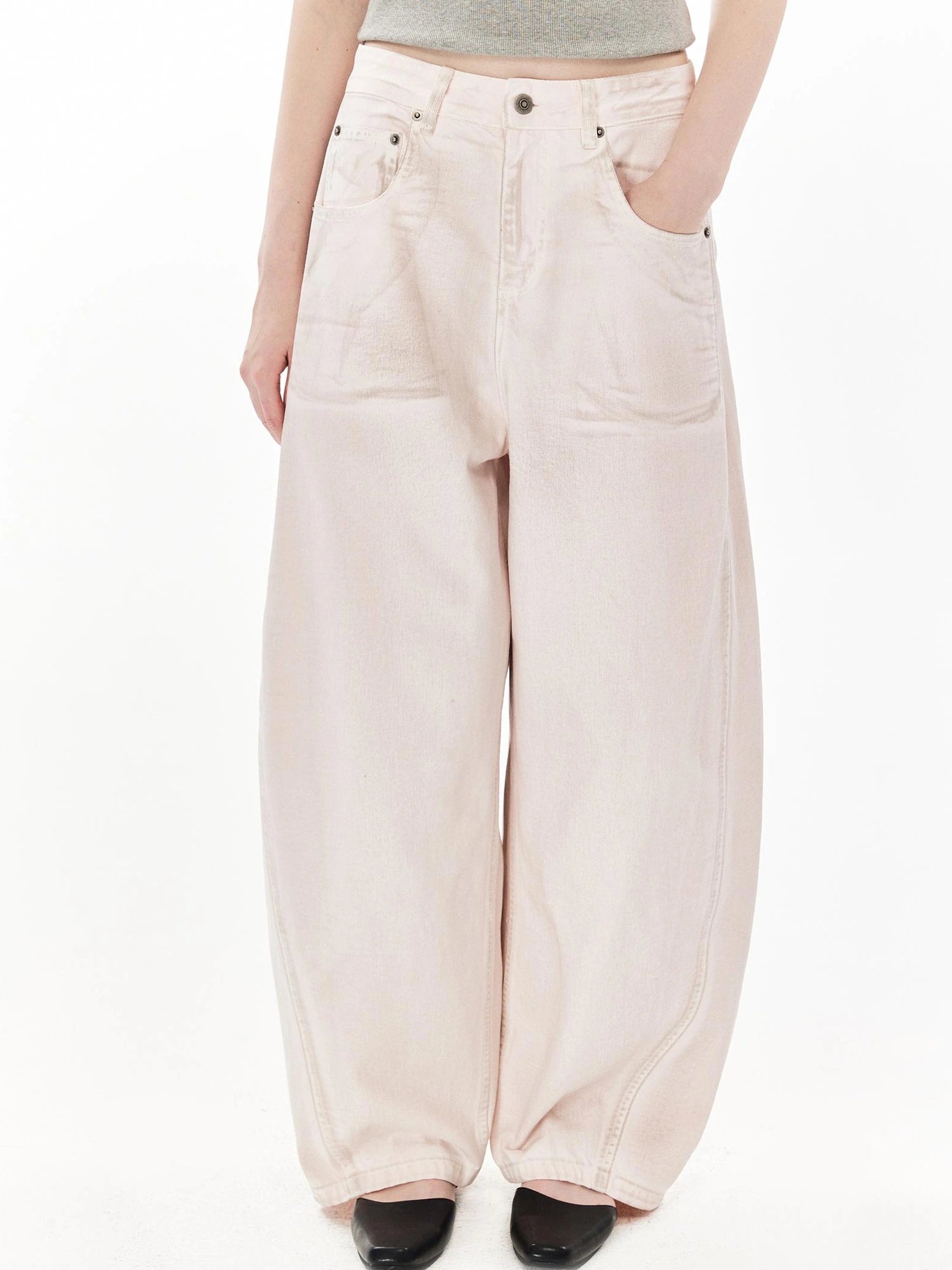 DKZ OFFICIAL Banana Fit Flared Jeans For Women Loose Retro Wide Leg Trousers