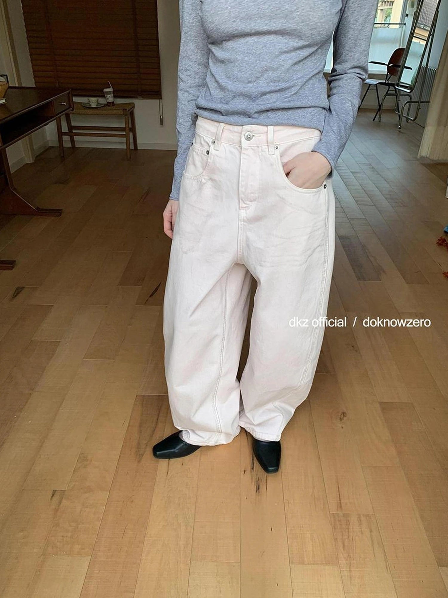 DKZ OFFICIAL Banana Fit Flared Jeans For Women Loose Retro Wide Leg Trousers