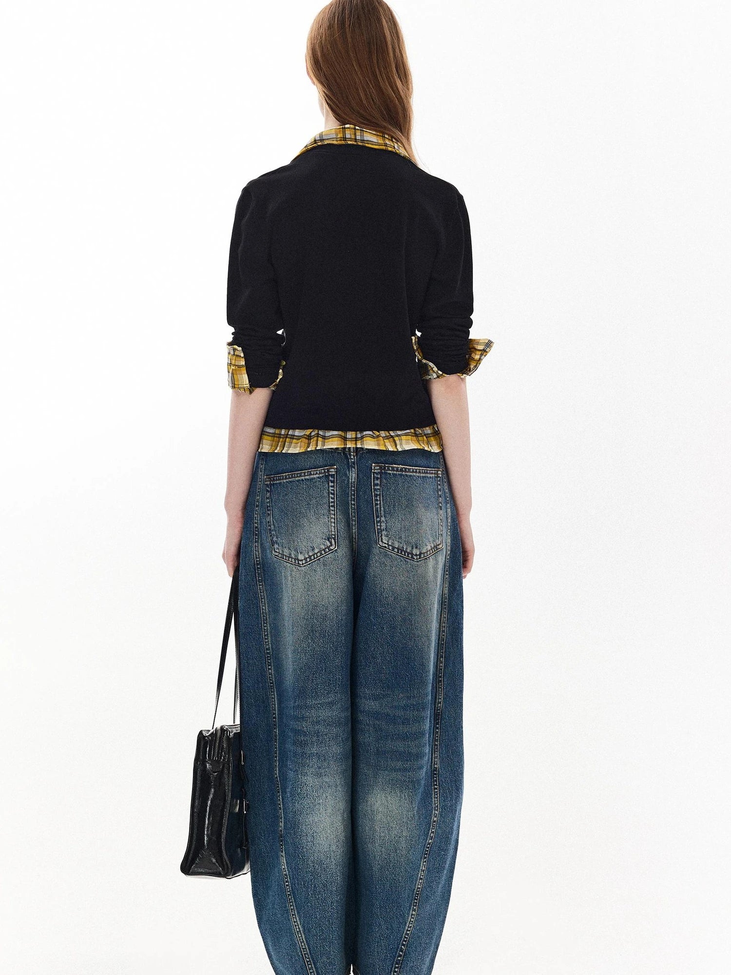 DKZ OFFICIAL Banana Fit Flared Jeans For Women Loose Retro Wide Leg Trousers