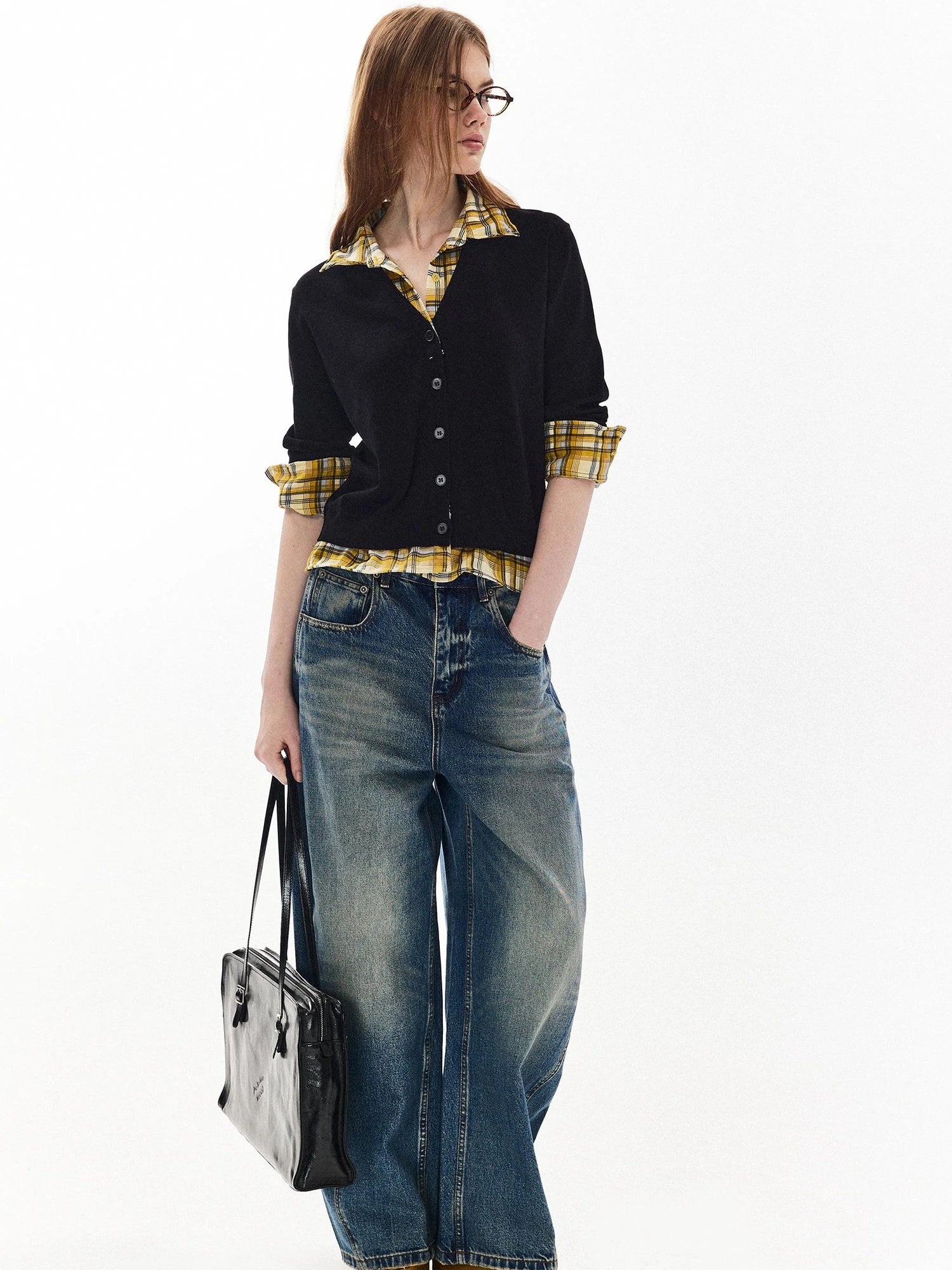 DKZ OFFICIAL Banana Fit Flared Jeans For Women Loose Retro Wide Leg Trousers