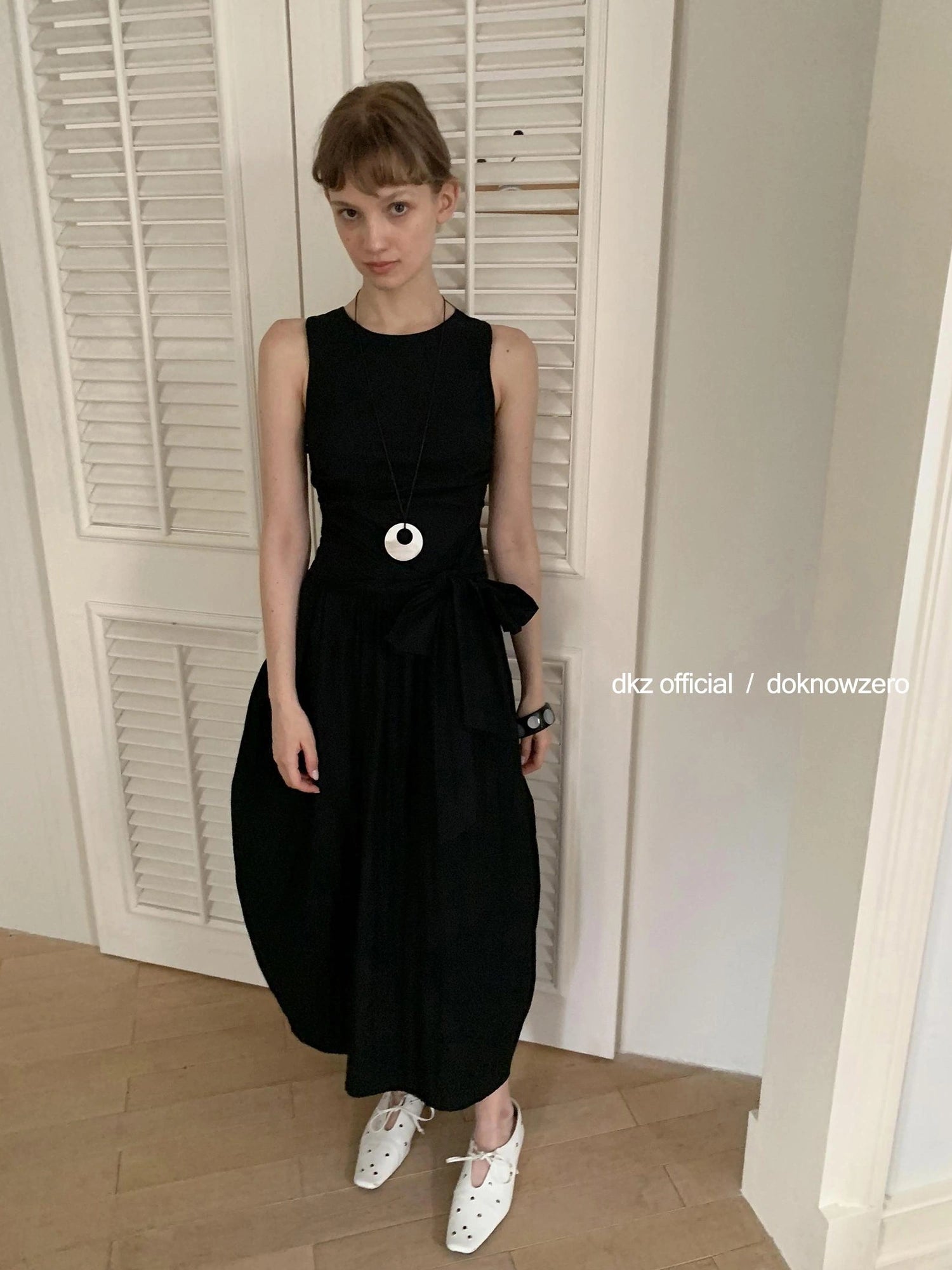 DKZ OFFICIAL Beaded Tie Waist Blossom Midi Dress