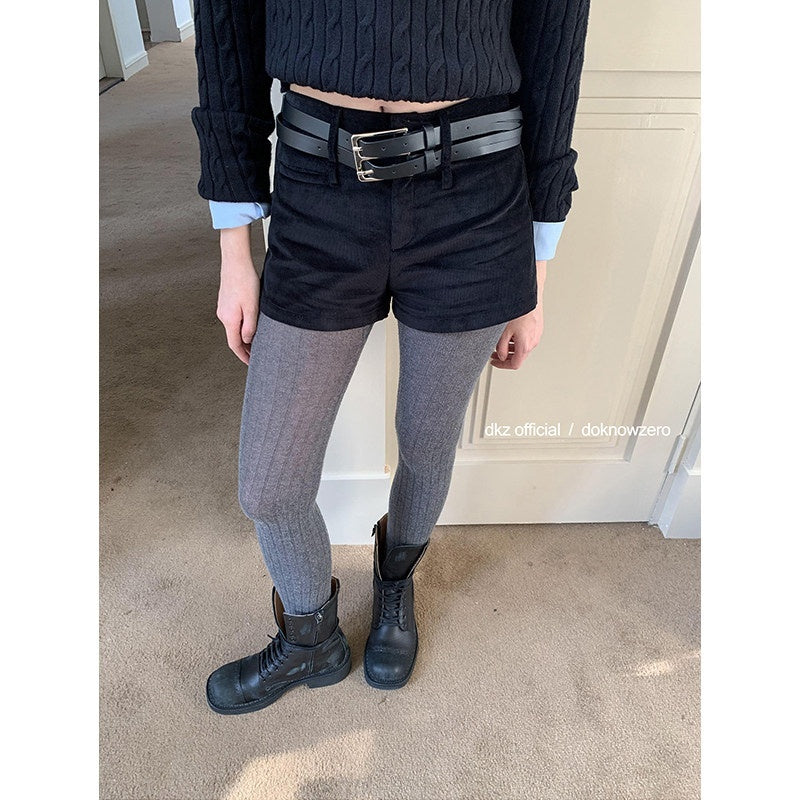DKZ_OFFICIAL_Black_Brushed_Belted_Slim_Fit_Women&