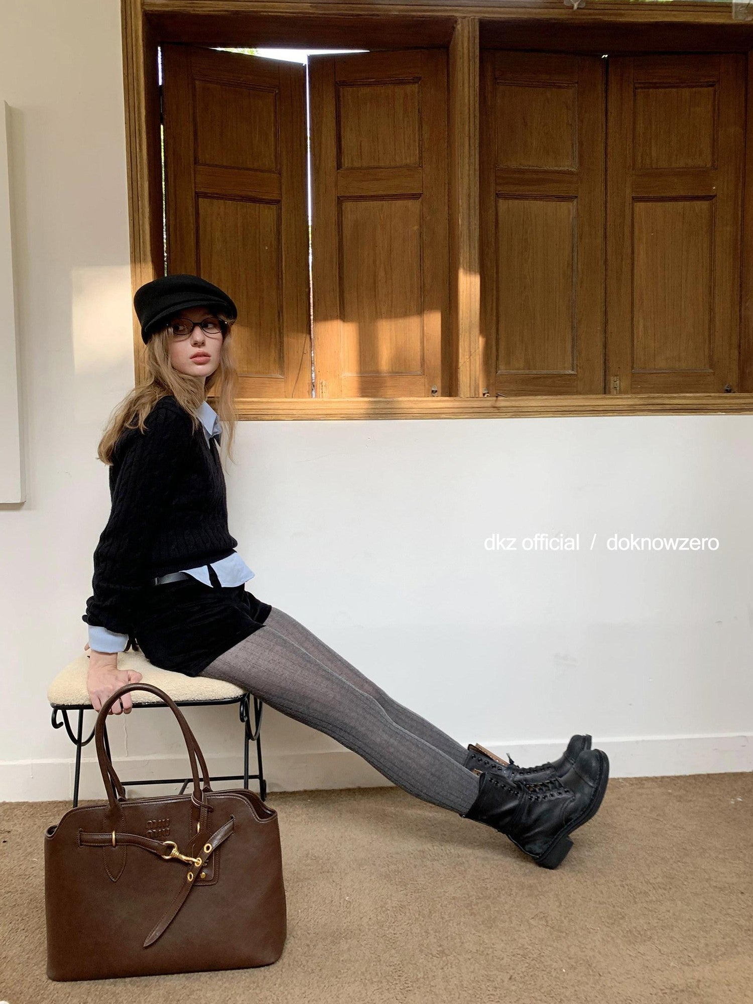 DKZ OFFICIAL Black Brushed Belted Slim Fit Women&