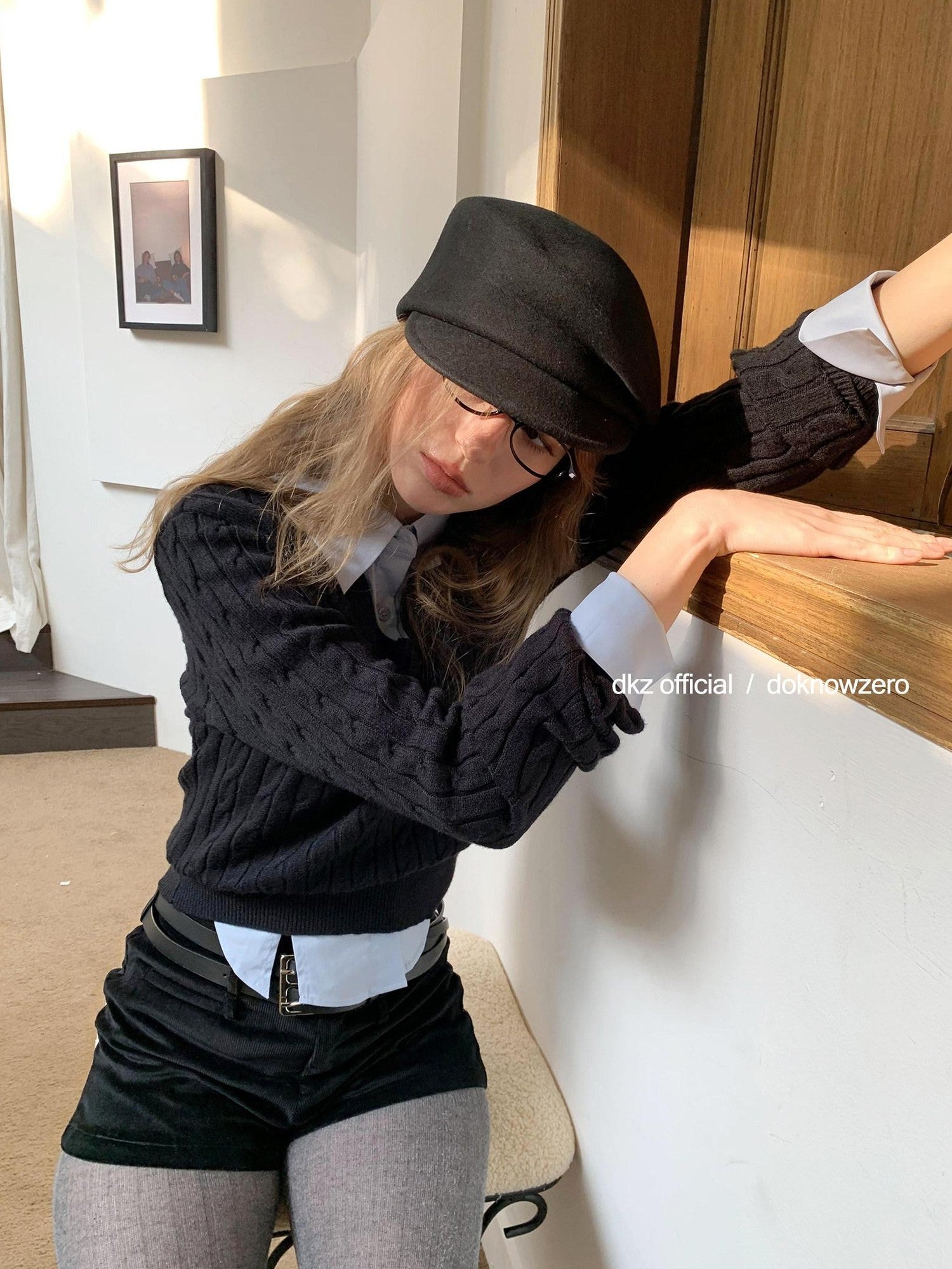 DKZ OFFICIAL Black Brushed Belted Slim Fit Women&